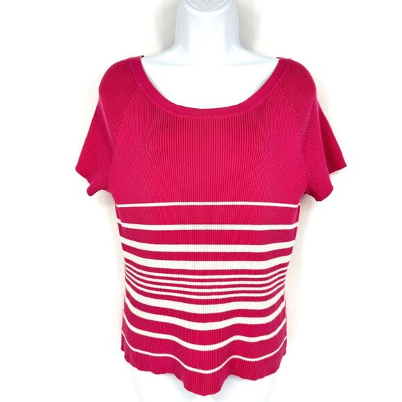 Falls Creek Tops - FALLS CREEK Vintage Top Women's Size XL‎ Barbie Pink Boat Neck Short Sleeve